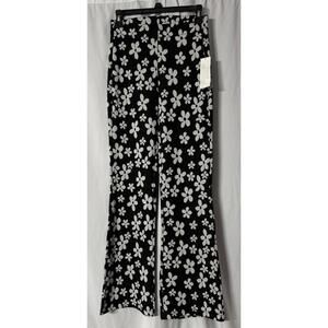 NWT Urban Outfitters Womens Black White Floral Knit Pull On Pants Size Small